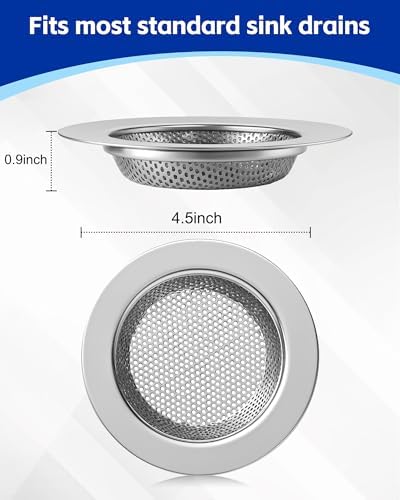 4-Pack Kitchen Sink Drain Strainers, Stainless Steel, 4.5-Inch