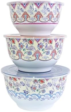 TP Melamine Mixing Bowl Set with Lids, Salad Bowl Set of 3, Ottoman