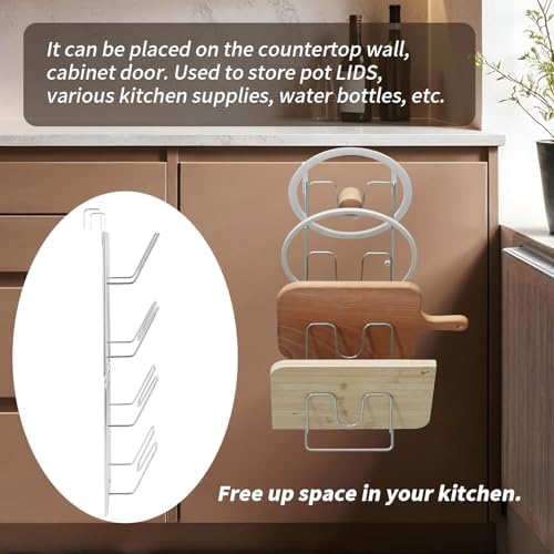 4 Tier Lid Organizer, Wall Mounted Pot Cover Rack, Lid Holder