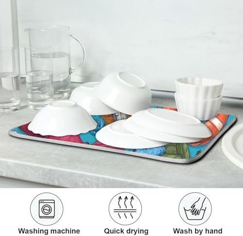 OTVEE Marine Equipment Print Dish Drying Mat for Kitchen Counter