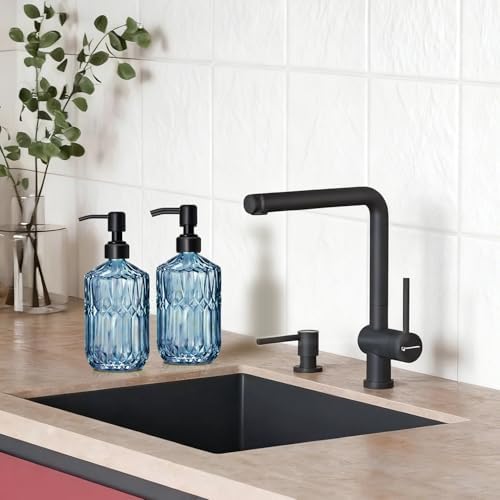 COHOSEGE 17 Oz Blue Glass Kitchen Soap Dispenser for Dish Soap, 2 Pack