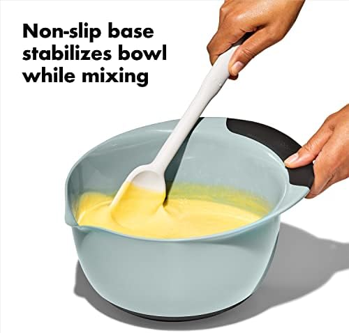 OXO Good Grips 3-Piece Plastic Mixing Bowl Set- Blue, Gray, Jade