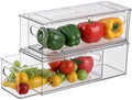 2 Pack Fridge Drawer Pull Out Stackable Bins, 13.4 x 5 x 4.3 in