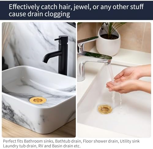 Snailhouse Bathroom Sink Strainers, 2 Pack 1.96 Inches Stainless Steel