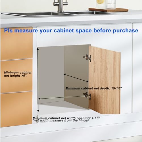 DINDON Pull Out Cabinet Organizer (17" W x 18" D) 1 Tier,Single Tier