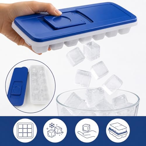 2-Pack No-Spill Ice Cube Trays with Lids – BPA-Free, Easy Release &