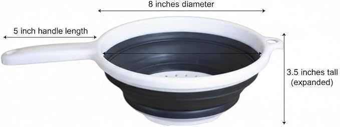 Handy Housewares 8" Round Space Saving Collapsible Silicone Kitchen Colander - Image 3