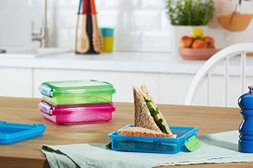 Sistema 3-Piece Sandwhich Containers, 1.9-Cup, Blue/Green/Pink