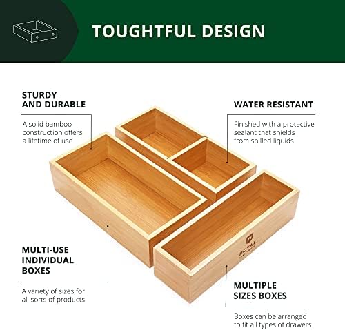 ROYAL CRAFT WOOD Luxury Bamboo Drawer Organizer Storage Box, Bin Set