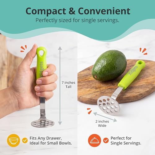 Mini Avocado Masher | Dishwash Safe | Stainless Steel (Zippy Green)