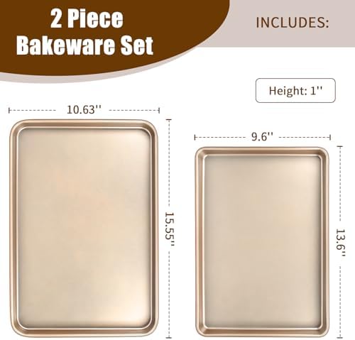 Wildone Baking Sheet Pan Set of 2, Nonstick Cookie Sheets for Baking