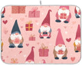 OTVEE Gnome Gift Pattern Dish Drying Mat for Kitchen Counter Absorbent
