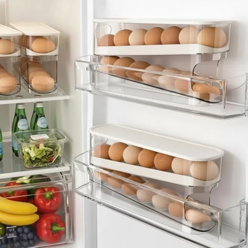 Auto-Rolling Egg Dispenser for Refrigerator with Lid