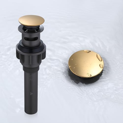 Brushed Gold Pop Up Drain with Overflow and 9.6 Inch Sink Hole Cover