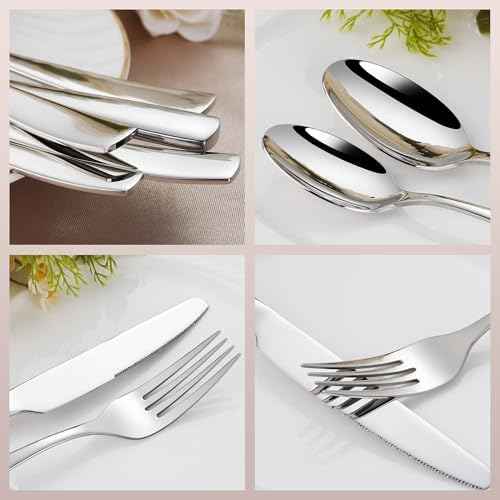 18/10 Stainless Steel Flatware Set for 8, 40 Pieces Heavy Silverware Set