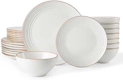 Famiware Jupiter Dinnerware Sets, Stoneware Dishes for 8, Plates and Bowls