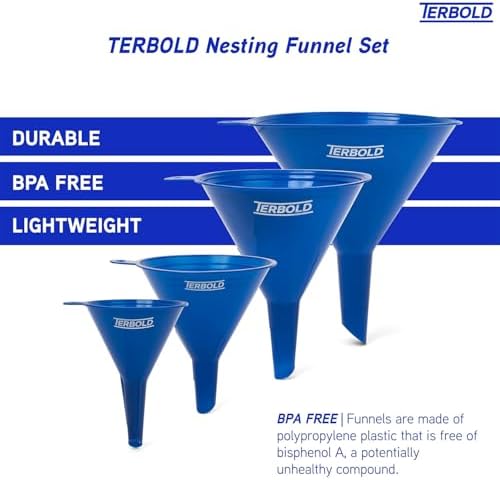 4pc Funnel Nesting Set in BPA Free Plastic for Kitchen Cooking, Car