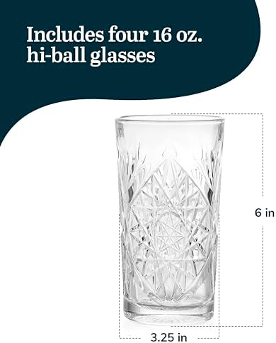 Libbey Hobstar Cooler Cut Glass Drinking Glasses Set of 4