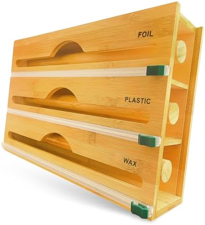 3-in-1 Bamboo Wrap Organizer with Cutters, Labels, Interior Holders