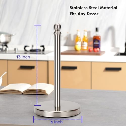 Countertop Paper Towel Holder, Brushed Nickel, Weighted Base