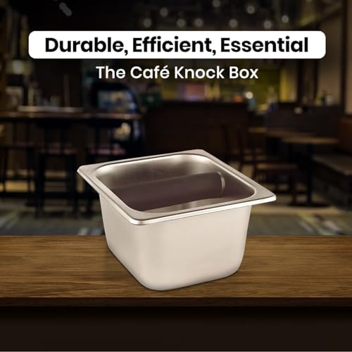 Rattleware Stainless Steel Espresso Knock Box with Bar, 6 x 5.5 x