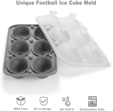 Nax Caki 3D Football Ice Cube Tray, Large Football Silicone Fun Shapes