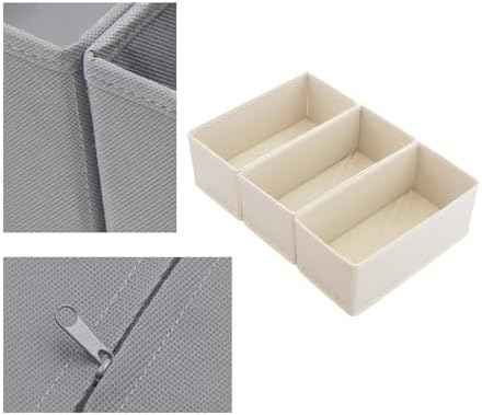 Small Foldable Fabric Drawer Organizer 3 Pack Beige - 11“ Breathable