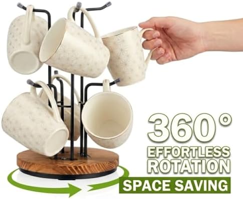 2 Pack 360° Rotating Large Mug Tree for Counter, Coffee Mug Holder