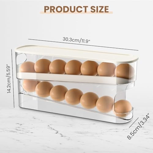 2pcs Auto-Rolling Egg Holder for Fridge, 12 Large Eggs