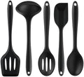 5PCS Silicone Kitchen Utensils Set, Non Stick Cooking Tools, Black