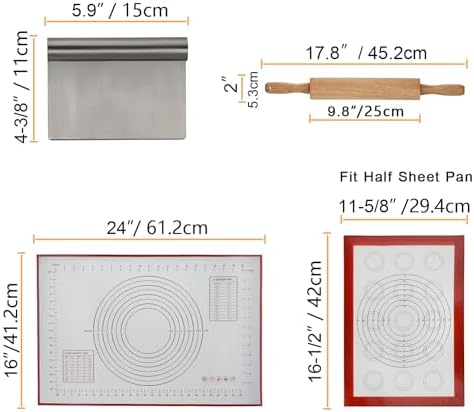 GreatChef Wood Rolling Pin 17.8 Inch for Dough with Pastry