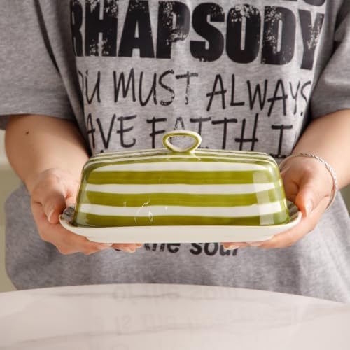 Ceramic Butter Dish with Lid, Kitchen Countertop Large Butter Holder