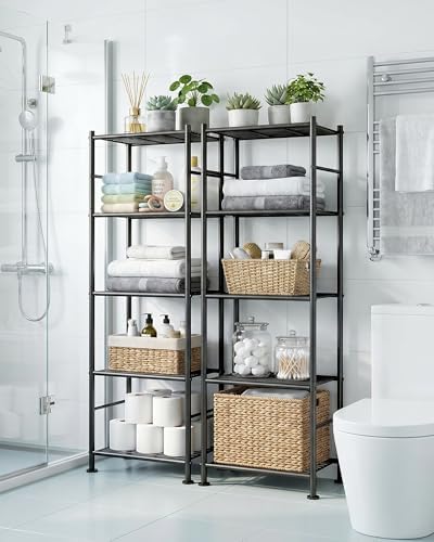 Sakugi 2-Pack 5-Tier Metal Storage Shelves, 18.4"x12.6"x57.4", Black