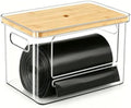 1 Pack Trash Bag Dispenser with Bamboo Lid, Stackable Trash Bag Holder