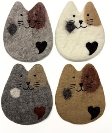 Humble Hilo Handmade Animal Felt Coaster Set of 4, Absorbent Coaster