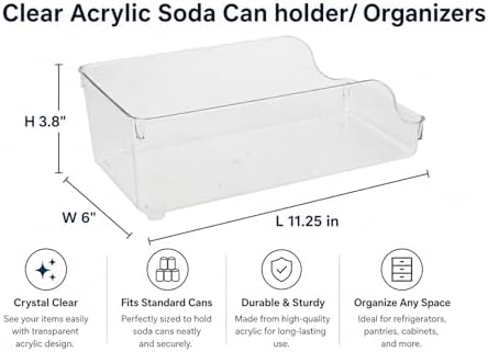 2 Pack Clear Acrylic Soda Can Organizer for Refrigerator