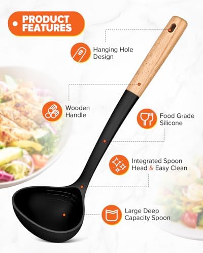 Badiano Kitchen Pasta Fork and Ladle Set, Black