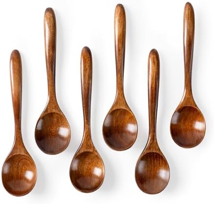 Small Wooden Spoons for Eating, 6-Piece Set, 6.7 Inch, Honey Spoons
