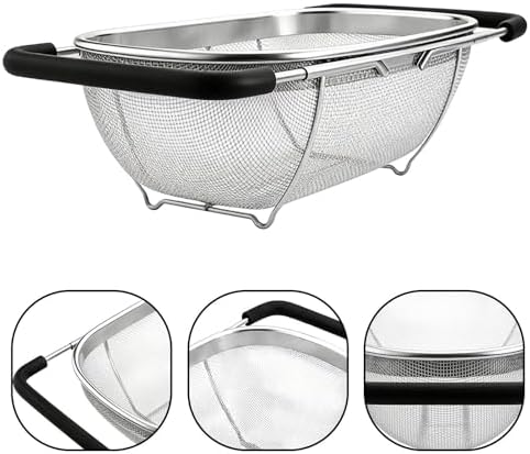 Sink Colander with Expandable Handle Oval Sifter