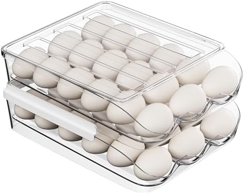 2 Pack Automatic Rolling Egg Holder for Fridge, 36 Eggs