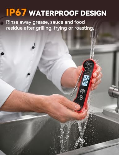 Instant Read Digital Meat Thermometer, IP67 Waterproof