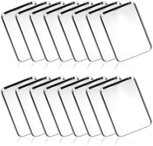 16 Pcs Baking Sheet Stainless Steel Cookie Sheet Small Metal Pans