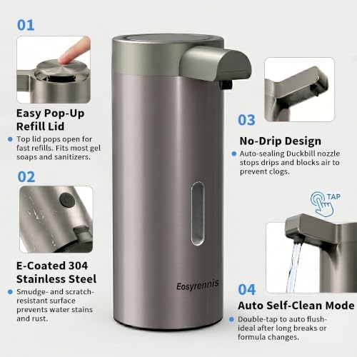 Automatic Liquid Soap Dispenser Touchless, Hands‐Free for Bathroom
