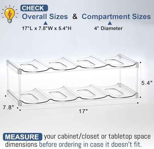 LARGER Compartment - 2 Tier Stackable Water Bottle Organizer Holder