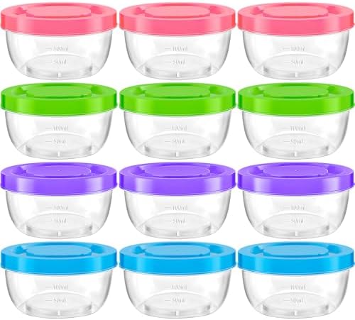 TOFLEN 12Pcs 5 oz Small Plastic Freezer Containers, Multicolor