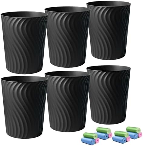 YGJT Small Bathroom Trash Can, 6 Pack, 1.8 Gallons