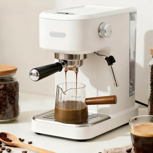 Espresso Measuring Cup 12 Oz, Espresso Glass Cups with Wood Handle