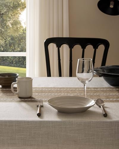ZeeMart Contrast Linen Rectangle Table Cloth 60x84 Inch Brown