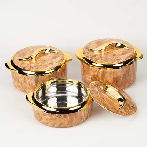 3 Piece Insulated Casserole Dishes with Lids, Thermal Serving Bowls Set