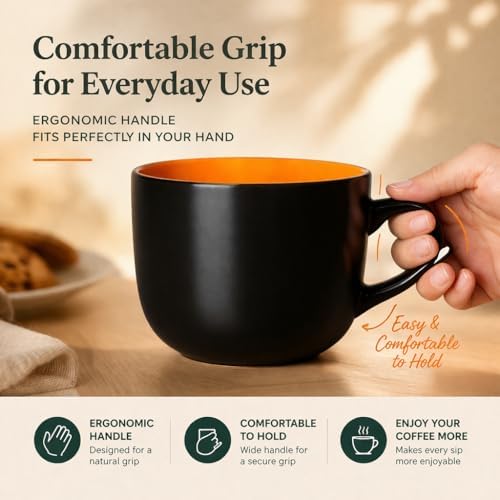 GBhome Jumbo Soup Mugs with Handles, 24 Oz Large Coffee Mugs Set of 4